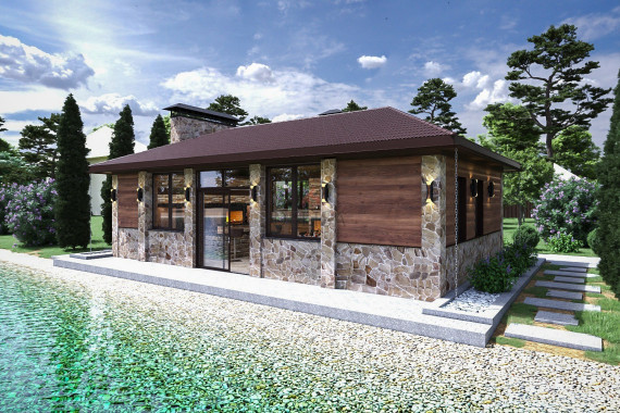 Беседка с барбекю и камином