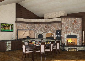 угловой многофункциональный печной комплекс