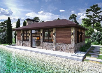 Беседка с барбекю и камином