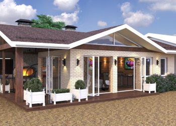 Беседка с камином и барбекю