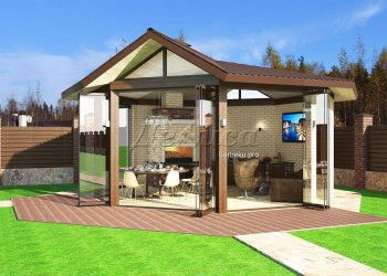 открытая беседка с барбекю