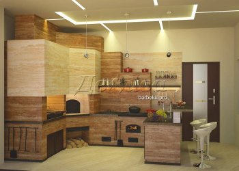 комплекс барбекю с русской печью мангалом казаном